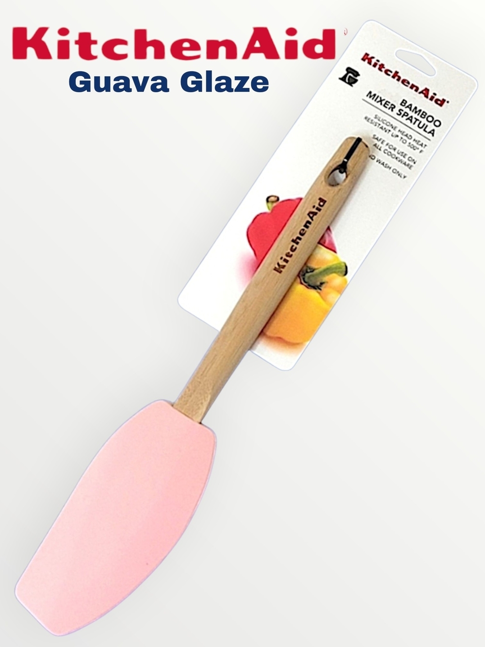 KitchenAid Guava Glaze Pink Silicone & Bamboo Spatula